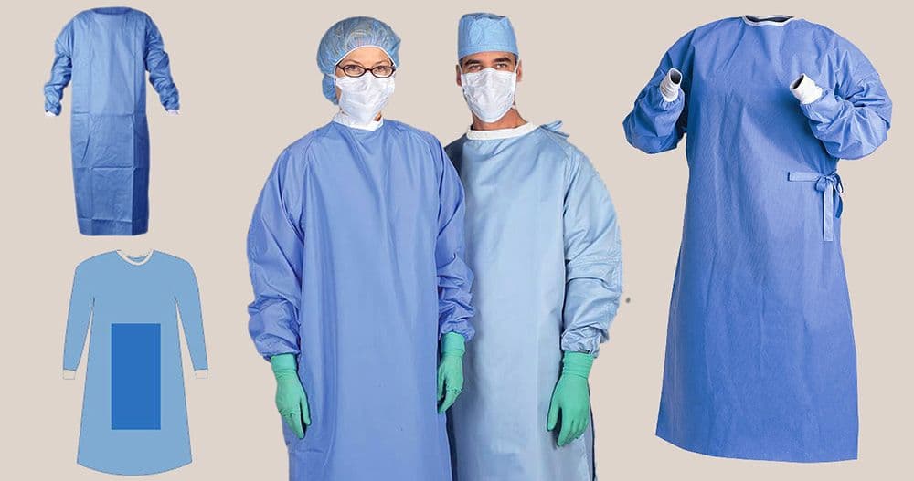 گان بیمارستان استریل مخصوص اتاق عمل تهیه شده از الیاف